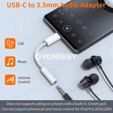 USB-C — 3.5 mm audio adapter, naushnik üçin, 1-2 paket