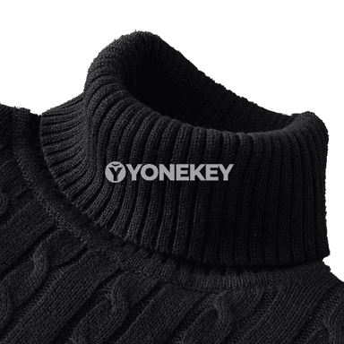 Erkekler üçin gyş ýyly turtlenek jumper, trikotaž switer