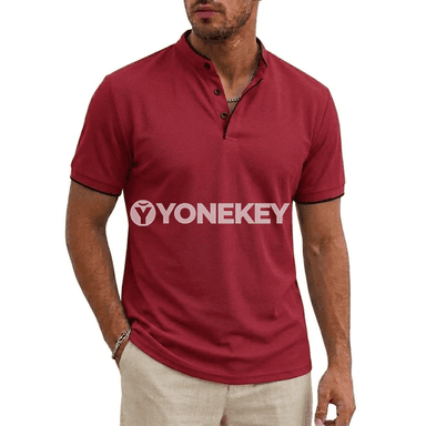 Erkekler üçin ýazky Henley futbolka, ýeňil, dem alýan, gündelik köýnek