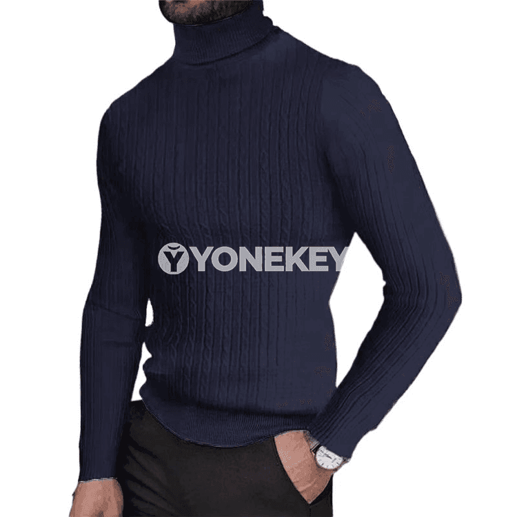 Erkekler üçin ýyly turtleneck triko switer, güýz-gyş üçin