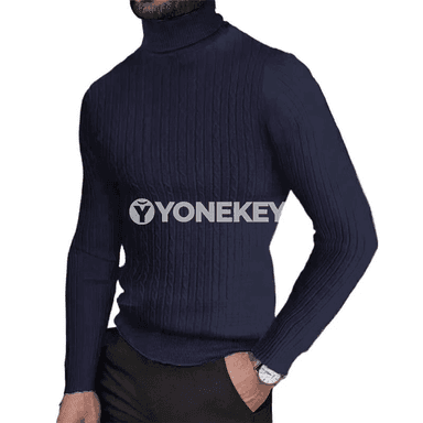 Erkekler üçin ýyly turtleneck triko switer, güýz-gyş üçin