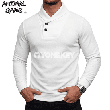 Erkekler üçin ýyly boýunly trikotaž sweatshirt, güýz-gyş üçin
