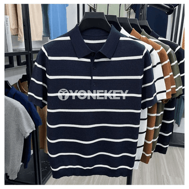 Zolakly ýeňil erkek polo köýnegi, ýaz-tomus üçin gündelik stil