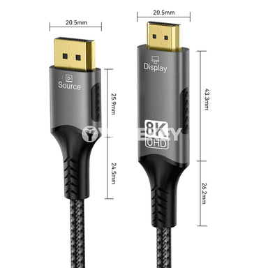 8K DisplayPort–HDMI adapter kabeli, 60Hz/120Hz, HDR
