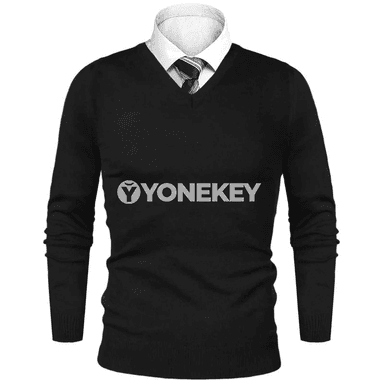 Erkekler üçin ýyly V boýun trikotaž switer, ýeňil gündelik model