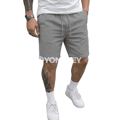 Erkekler üçin ýeňil ketenli tomus şortik sport balak