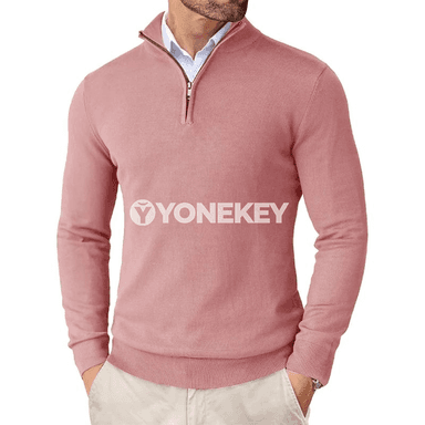Erkekler üçin ýarym zip ýeňil örme switer, dar kesim, şäher görnüşi