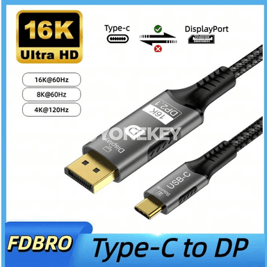 Type-C-dan DP 2.1 kabeli, 16K 80Gbps bir ugurly geçiriş