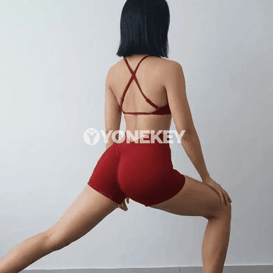 Zenanlar üçin 2 bölek ýoga toplumy, sport bra we şortik seti