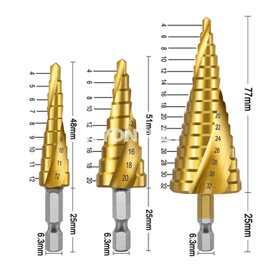 3 bölek HSS spiral buraw uçlar toplumy, metal we agaç üçin