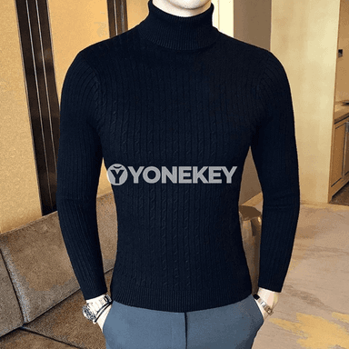 Erkekler üçin ýyly turtlenek boýunly switer, galyň, gündelik stil