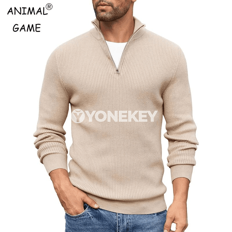 Erkekler üçin ýyly zipli turtleneck köýnek, gyş üçin ýeňil jumper