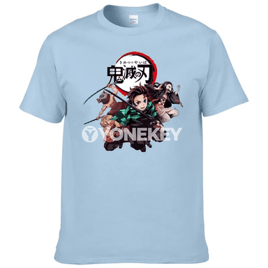 Demon Slayer çaply erkek futbolkasy, 100% pagta, ýaz-tomus