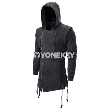 Erkekler üçin kapýuşonly rahat hudy, uzyn ýeňli, gündelik stil