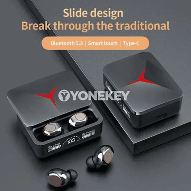 TWS simsiz Bluetooth nauşnikler, mikrofonly, sport üçin