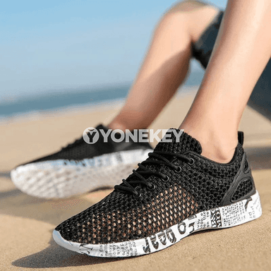 Erkekler üçin tomusky dem alýan mesh sport köwüşleri, ýeňil gündelik model