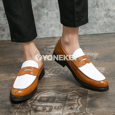 Erkekler üçin klassik deri ofis aýakgaplary, slip-on loafers