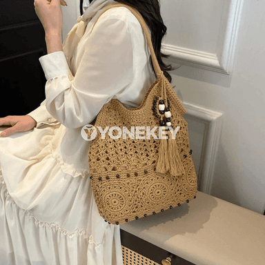 Aýallar üçin el dokalan keşdeli tote sumka, tomusky boho stil sumka.