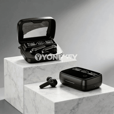 TWS Bluetooth naushnikler 5.3, 9D ses, sensorly displeýli, simsiz