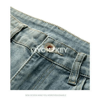 Erkekler üçin gönü kesimli denim jeans balaklar, gündelik stil