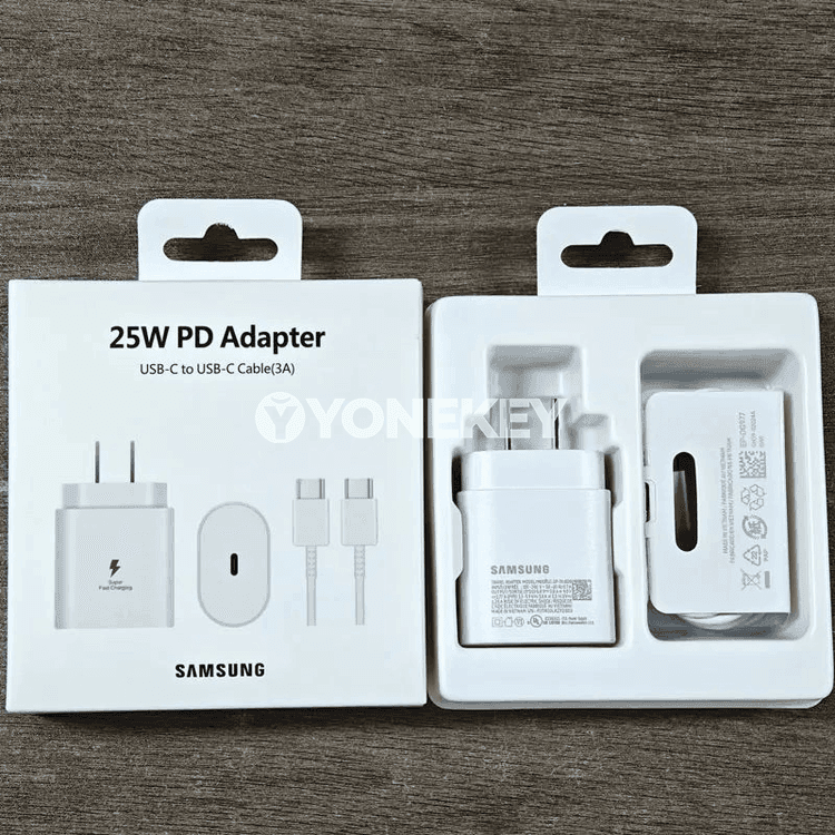 Samsung üçin 25W çalt zarýad beriji adapter, US Plug, Type-C kabel bilen