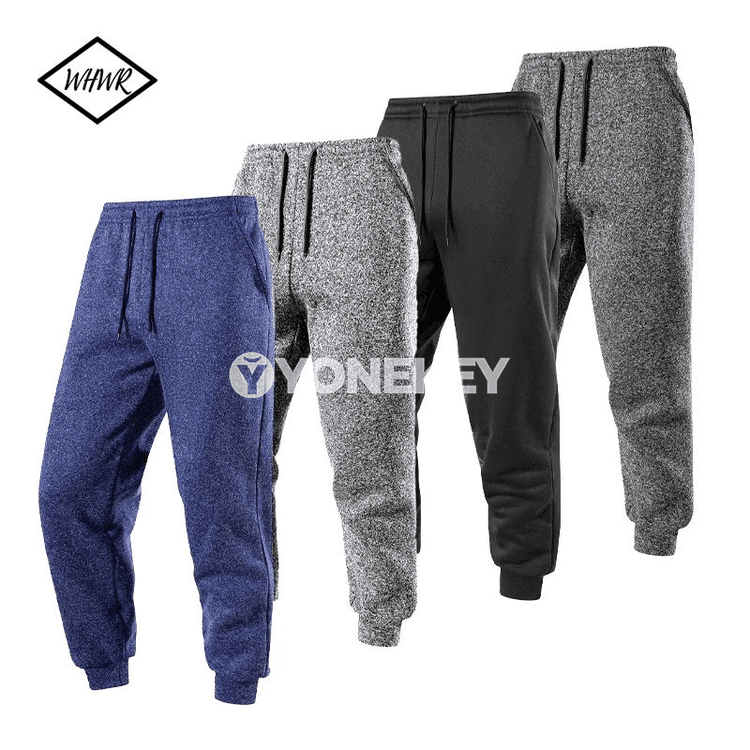 Erkekler üçin ýyly fleece sport balaklary, güýz-gyş jogger