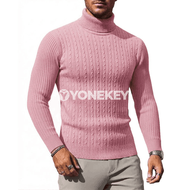 Erkekler üçin ýyly boýunly switer, gündelik uzyn ýeňli giň model