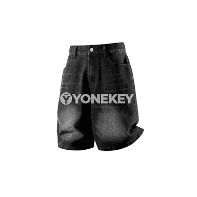 Erkekler üçin denim şortikler, giň kesim, şäher stili