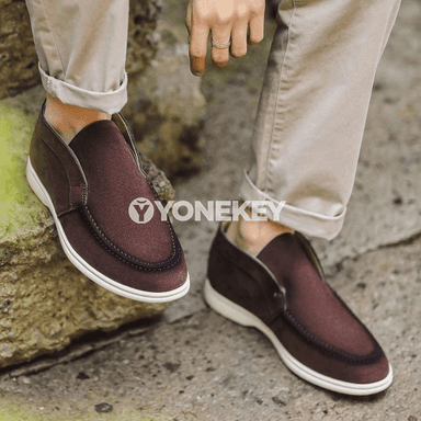 Erkekler üçin rahat slip-on loafer köwüşler, şuede görnüşli gündelik aýakgaplar