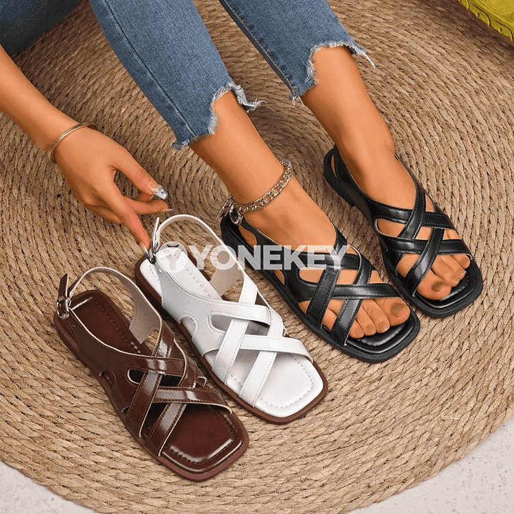 Zenanlar üçin tomusky sport görnüşli açyk burunly sandallar