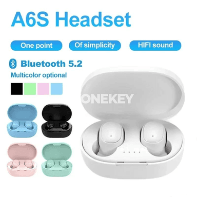 A6S simsiz Bluetooth TWS gulaklyklar, mikrofonly sport we hi-fi ses