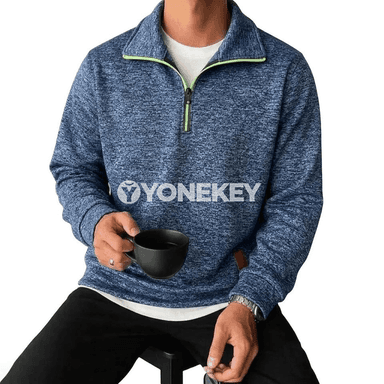 Erkekler üçin ýarym zipli sport köýnegi, rahat, ýeňil we ýyly model