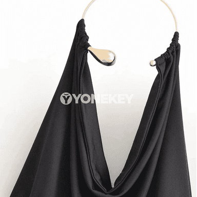 Zenanlar üçin slim fit metal halkaly ýeňsiz top, V boýun