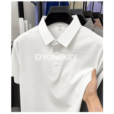 Erkekler üçin dem alýan polo futbolka, gysga ýeňli sport stil