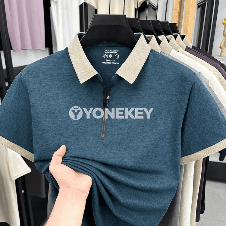Erkekler üçin ýarym zip polo köýnek, çalt gurajak we dem alýan