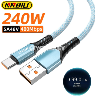 NNBILI 240W USB-C tiz zarýad kabeli, 5A, 2 m çenli