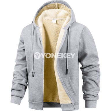 Erkekler üçin ýyly kapüşonly zipli hudy, içi ýüňli amatly model