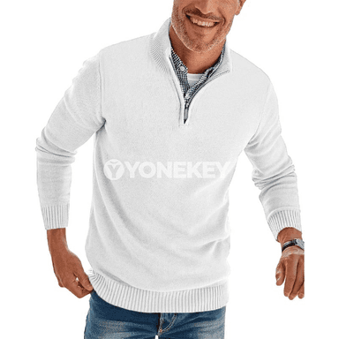 Erkekler üçin ýyly ýarym fermuarly trikotaž switer