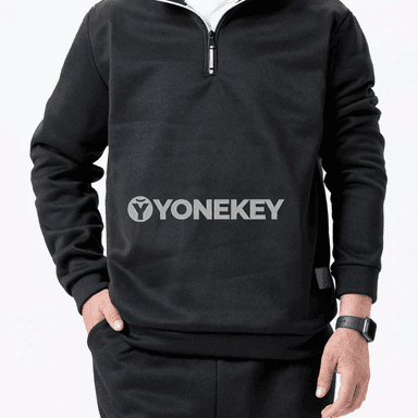 Erkekler üçin ýaz-güýz ýakasy ýokary, ýarym fermuarly switer