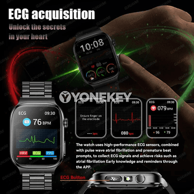 GUHUAVMI TK18 saglyk akylly sagat, ECG+PPG, Bluetooth jaňly