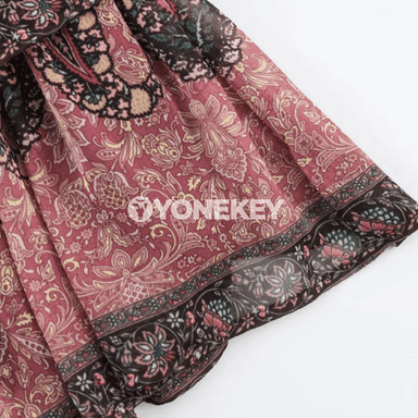 Zenanlar üçin boho çaply mini ýubka, ýaz tomus