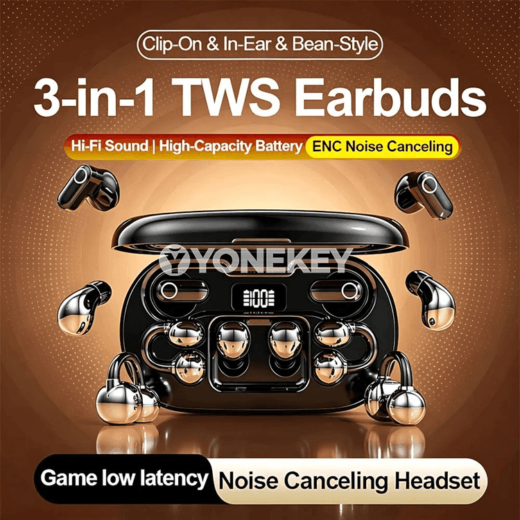Bluetooth 5.3 simsiz gulaklyklar, sensorly, ses azaltma, 3 reňk