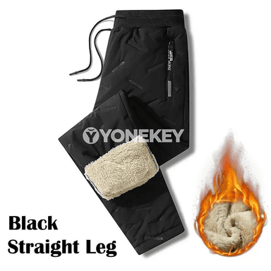 Erkekler üçin ýyly fleece gyş sport balaklary, giň görnüş