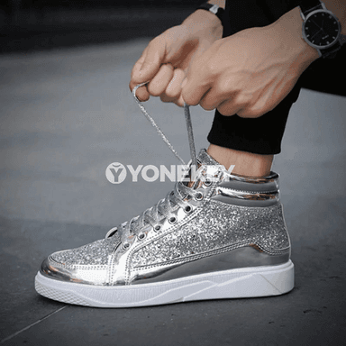 Erkekler üçin ýokary boýunly şineşen sport ädikler, moda gündelik köwüş