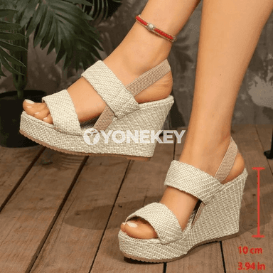 Zenanlar üçin ýazky wedge sandallar, ýeňil platformaly ýokary ökjelik