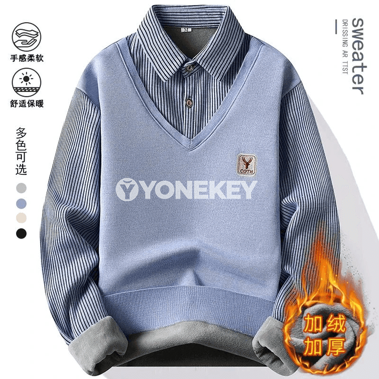 Erkekler üçin ýyly fleece polo futbolka, gyş üçin rahat ýyly geýim