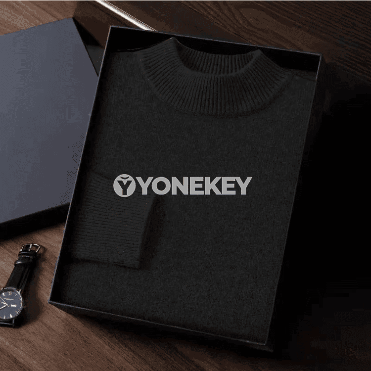 Erkekler üçin güýz-gyş ýyly switer, mock boýunly, gündelik stil