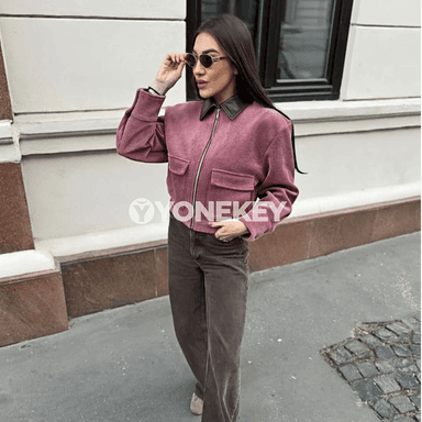Zenanlar üçin ýaz- güýz ýeňil jaket, uzyn ýeňli, döwrebap we amatly