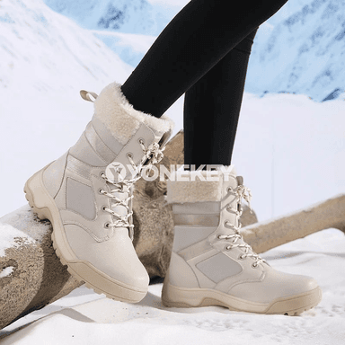 Zenanlar üçin ýyly, suw geçirmeýän gyş bootlary, platformaly