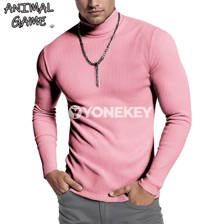 Erkekler üçin ýyly zolakly switer, ýokary boýunly rahat model